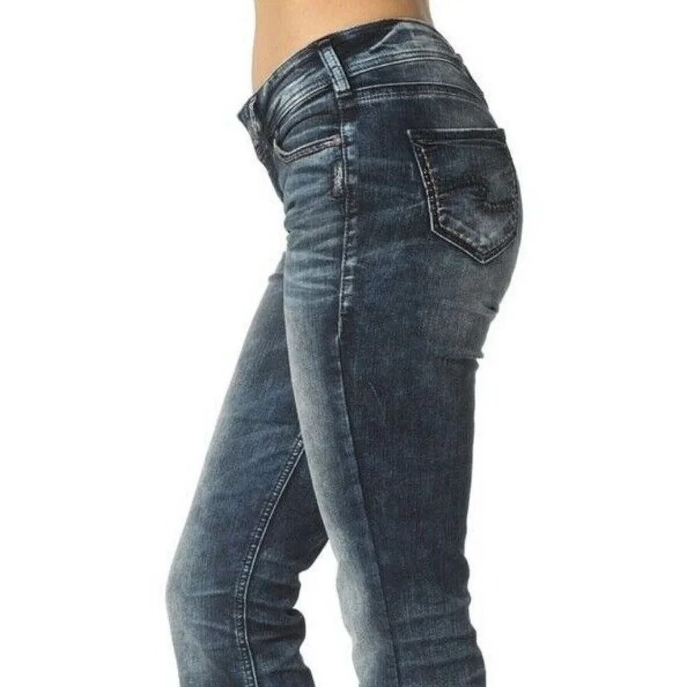 Silver Jeans New Womens Suki Mid Rise Slim Bootcut Jeans Fluid Denim Size 26/31